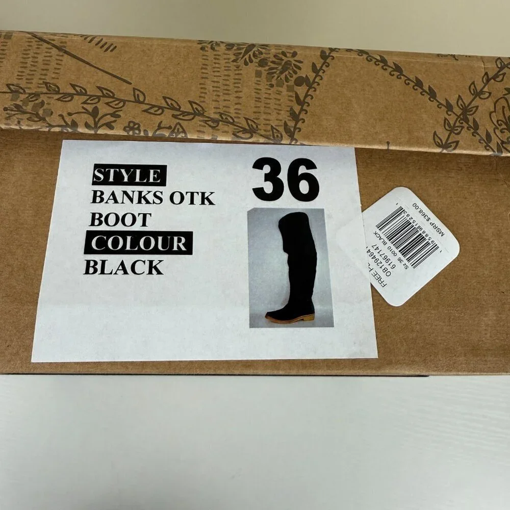 NWT Free People Banks Over The Knee Boots Black Suede Size 36.5 | Made in Spain